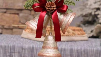 圣诞节装饰品金色圣诞铃铛圣诞树挂件墙挂门挂吊顶装饰花环蝴蝶结