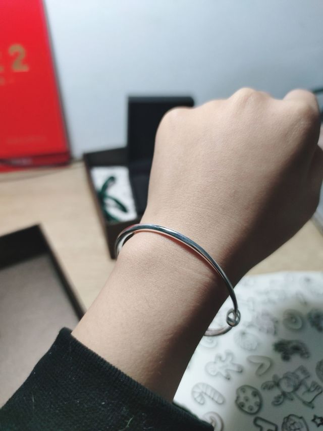 纯银素圈手镯绝绝子