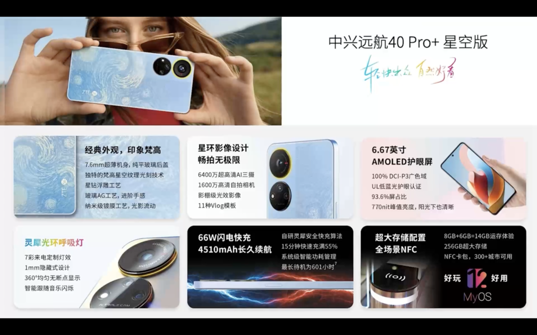 中兴远航 40 Pro+ 星空版发布：搭天玑810、梵高星空设计