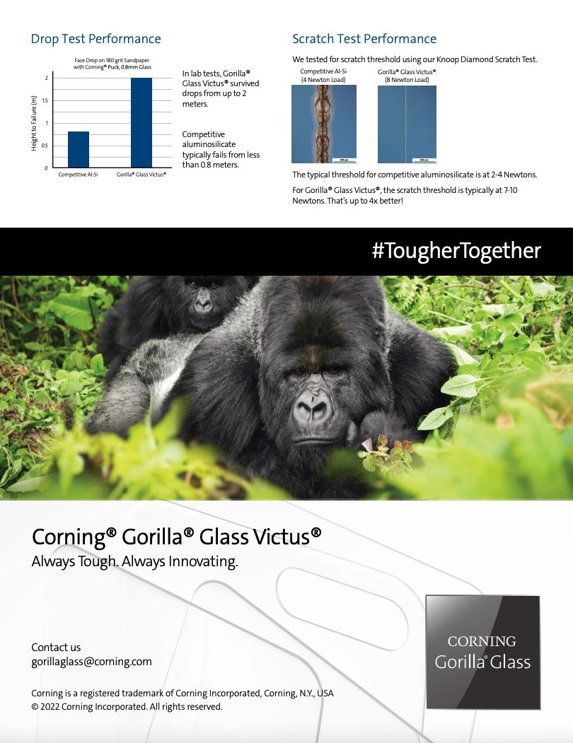 康宁发布第二代大猩猩 Victus 玻璃：耐摔性提升，最高承受2米自由落体
