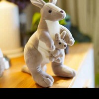 可爱澳洲袋鼠毛绒玩具母子袋鼠公仔仿真动物娃娃亲子玩偶生日礼物