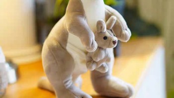 可爱澳洲袋鼠毛绒玩具母子袋鼠公仔仿真动物娃娃亲子玩偶生日礼物