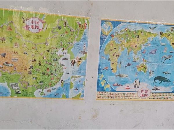 2022新版中国地图+世界地图墙贴防水大尺寸