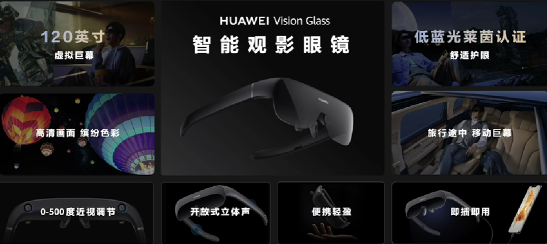 华为发布 Vision Glass 智能观影眼镜、把120英寸投影装进“口袋”