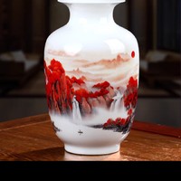 景德镇陶瓷器小花瓶摆件客厅插花干花家居中式青花瓷红装饰工艺品