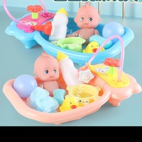 儿童小黄鸭洗澡玩具戏水宝宝婴儿仿真娃娃喷水浴盆游戏套装女孩子