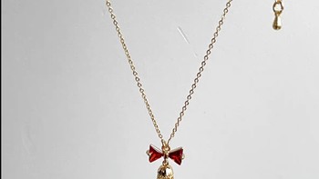 可爱铃铛红色蝴蝶结项链镶钻锁骨链新年礼物