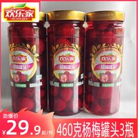 欢乐家杨梅罐头460g3瓶罐新鲜糖水