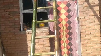 竹子做的超级长的梯子