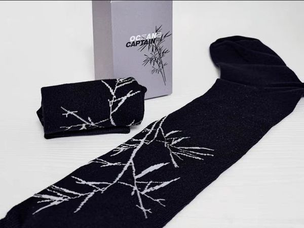 己舟女袜黑白系列小腿袜棉袜长筒袜