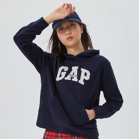 Gap女式LOGO摇粒绒宽松运动连帽衫