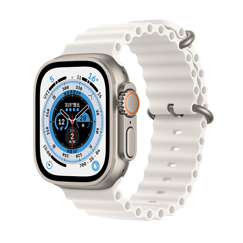 ￼￼Apple Watch Ultra 智能手表 GPS + 蜂窝款 49毫米 钛金属原色 钛金属表壳白色海洋表带MNHM3C￼￼，到手5399