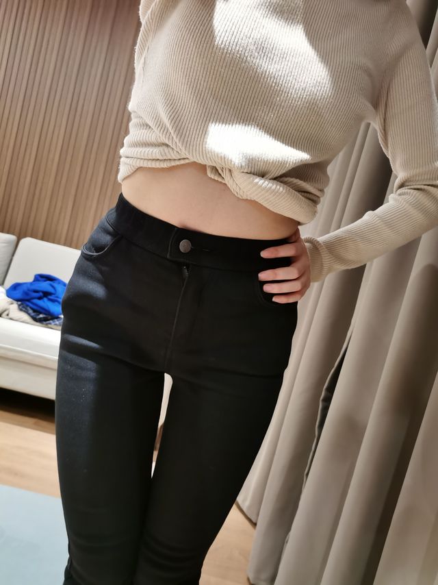 高腰纽扣牛仔裤分享