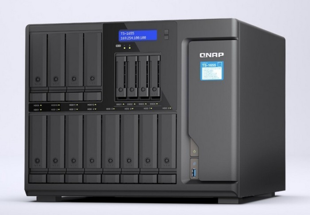 qnap威联通 发布 ts-1655 高端nas,16盘位,双m.2 ssd 双2.5g,扩展变态