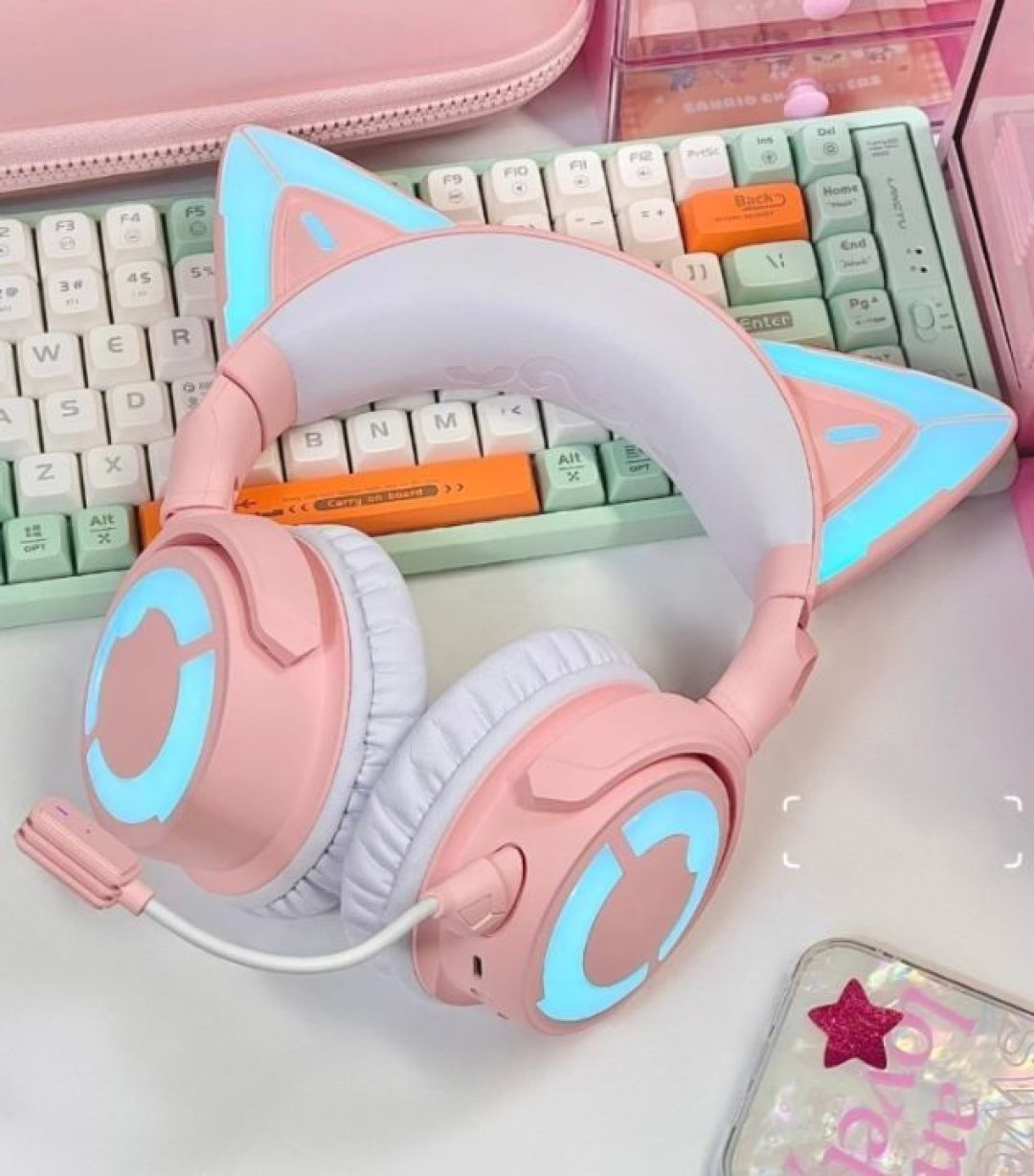 电竞少女必备猫耳耳机!又甜又酷!