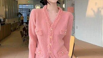 小香风紫色针织开衫女装春季2022新款设计感小众爆款别致毛衣外套