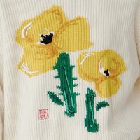 宽版大花朵，针织羊毛衫