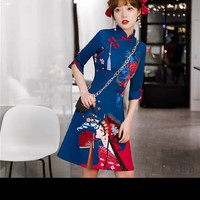 蚀骨旗袍2022年春季新款中国风改良版复古日常可穿国潮连衣裙优雅
