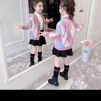 女童秋装毛衣开衫新款2022韩版洋气儿童针织衫中童装长袖上衣外套