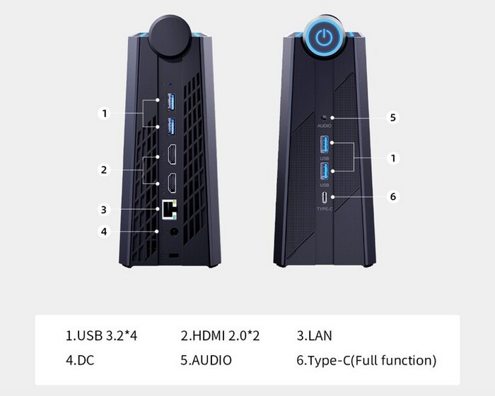 旗睿发布 AM08 迷你主机，锐龙5900HX、独特梯形设计，按键切换模式