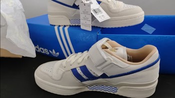 adidas阿迪达斯官方三叶草蓝标FORUM 84 LOW男女新款休闲篮球鞋H03721 白/米白/蓝 42(260mm)
