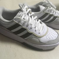 adidas阿迪达斯官方三叶草COURTIC男女经典运动板鞋「面包鞋」 白/紫/灰 38(235mm)