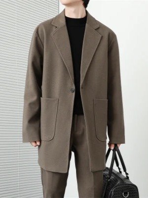 罗蒙长款毛呢大衣