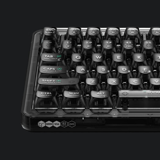 米物科技推出 BLACKIO 83 客制化机械键盘：三模、透明黑晶键帽、支持VIA