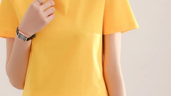 丝光棉短袖t恤女夏季上衣新款100%纯棉纯色半袖体恤圆领宽松