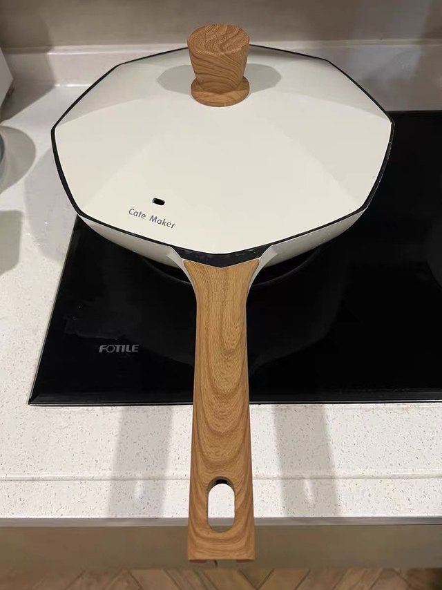 麦饭石色煎炒锅煤气灶电磁炉专用很适合家用