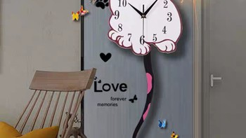 网红猫咪钟表挂钟客厅创意现代简约时尚家用个性时钟挂墙免打孔大