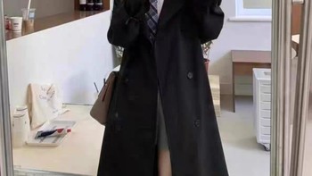 黑色风衣外套女2023新春款韩版中长款高级感英伦风休闲小个子大衣