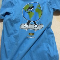 Vans范斯官方 女子短袖T恤艺术家联名夏季地球印花甜酷风 蓝色 XS