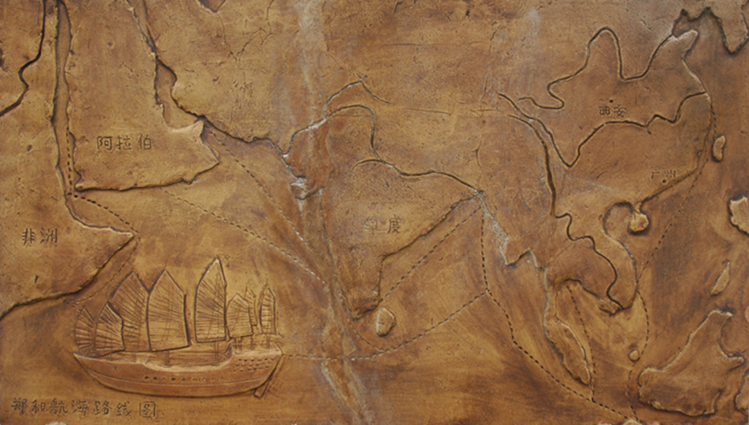 郑和下西洋时所率领豪华的“木制舰队”，缔造了东方海军神话。图为《郑和下西洋图》。©广州神农草堂中医药博物馆