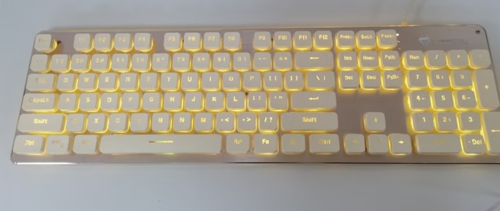 奇联 狼途L1机械手感键盘有线吃鸡LOL游戏电竞金属面板薄膜台式电脑笔记本外设键盘家用办公 奶白色暖光键