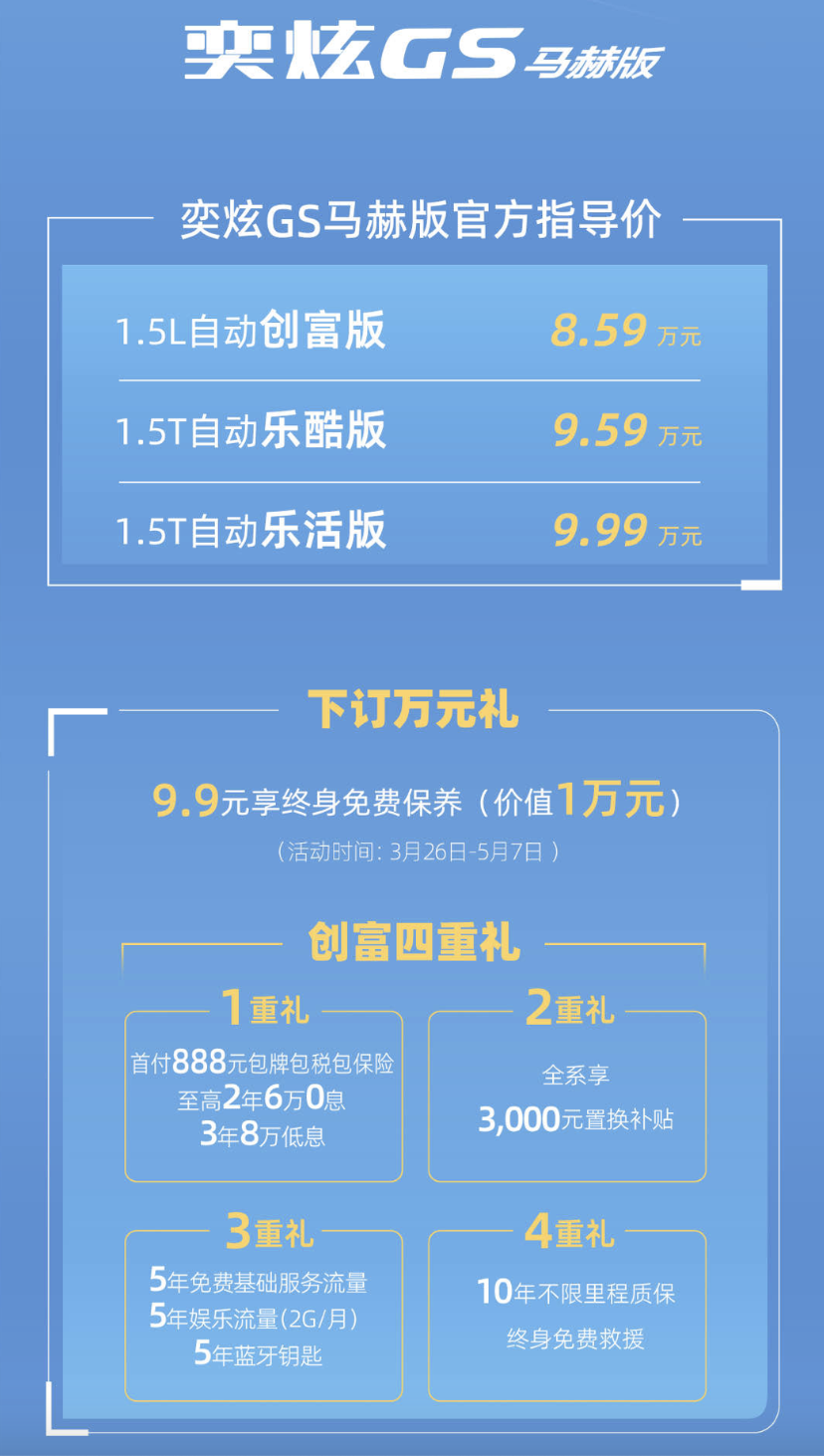 风神奕炫GS马赫版正式上市，售8.59万起