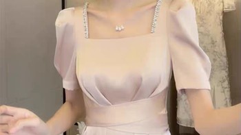 夏季新款伴娘服轻奢小众高端订婚晚礼服法式高级感粉色缎面连衣裙