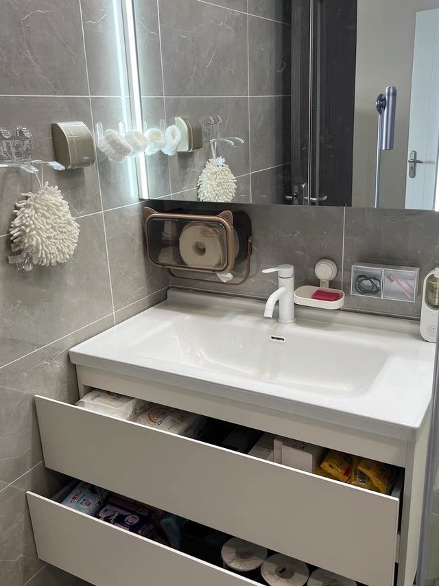 颜值敲高的陶瓷一体盆浴室柜!高级感满满