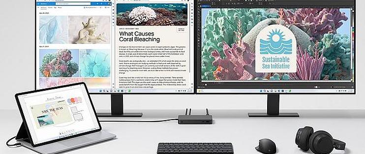 微软发布Surface Thunderbolt 4 Dock 扩展坞，一拖八，支持雷电4_USB