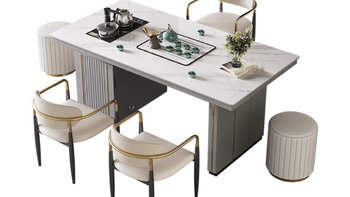雅行现代简约轻奢岩板茶桌椅组合，品质与舒适并存的完美茶饮享受