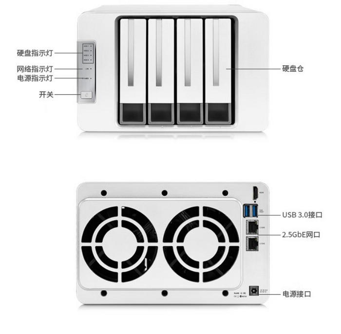 铁威马喜添 F4-423 低配版，赛扬N5095，双2.5G LAN、双M.2 SSD