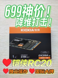 暴跌神价！2T卖699的铠侠RC20！不开玩笑!