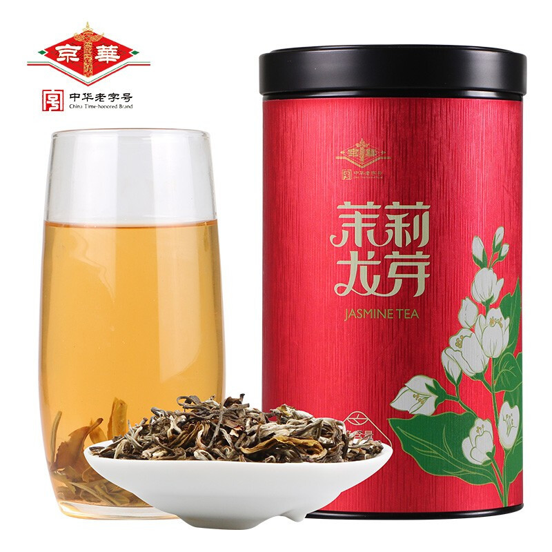 茶叶茉莉龙芽罐装，天然花香，滴滴醇香，叶叶精华
