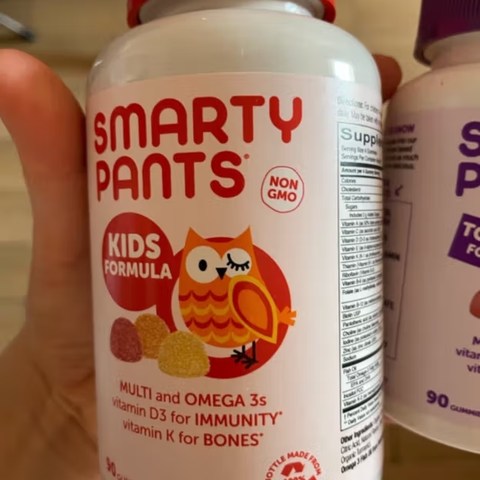 SmartyPants儿童维生素软糖猫头鹰DHA鱼油Omega3维c复合进口营养90粒 