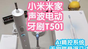 小米米家声波电动牙刷T501。AI精控系统，无刷磁悬浮马达，IPX8，无线充电，个性环彩灯
