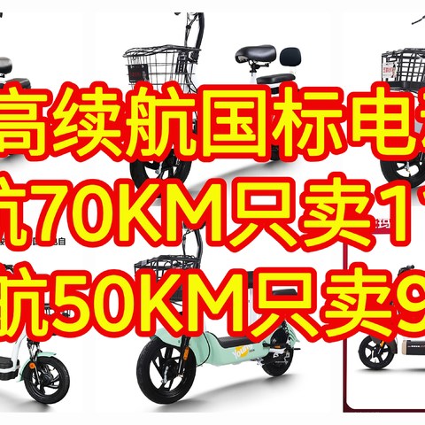 7款1299元以下高续航电动车汇总，续航70KM只卖1199元，续航50KM只卖999元，【都是新国标可上牌】