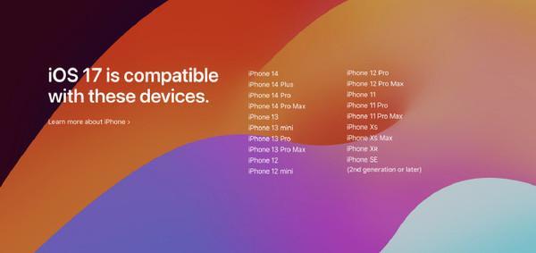 苹果公布iOS/iPadOS 17支持机型名单 ，iPhone 8/X、iPad 、iPad Pro第一代无缘升级