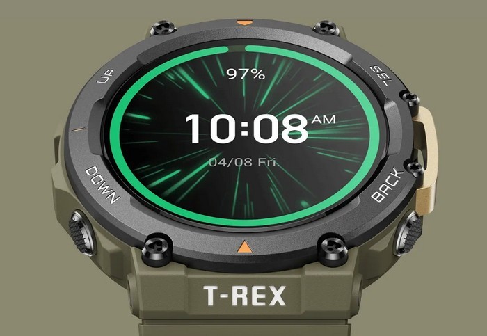 跃我 Amazfit T-Rex 2 海洋蓝限定版、为深海环保事业，深蓝配色，五大星定位、血氧、24天续航