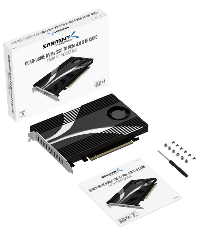 4路M.2 SSD：Sabrent 发布 Quad NVMe SSD PCIe 4.0 x16 扩展卡