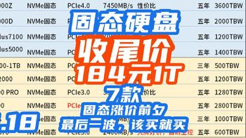 固态回光返照？184元1T，1079元4T又出现了！618最后一波好价，该上车就上车！